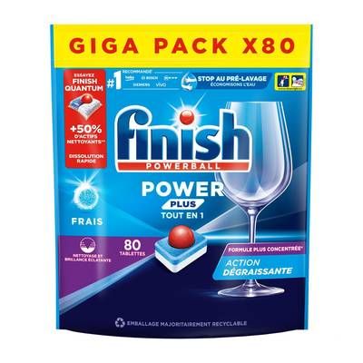 Finish Tablette lave vaisselle power +, 80 tablettes
