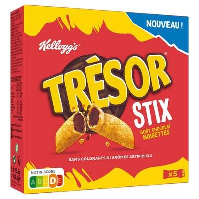 Trésor Barres Céréales Trésor Stix chocolat noisettes, 5 barres