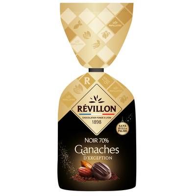 Révillon Papillotes Chocolat Ganache Noir 70%, 340g