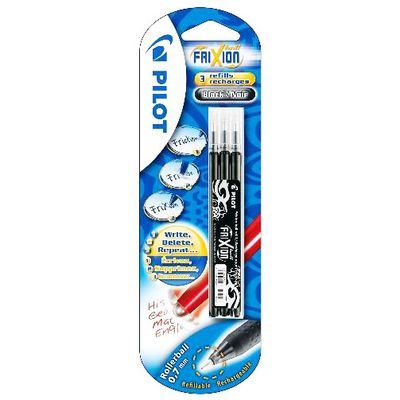 Pilot 3 Recharges Frixion Ball d'encre noire effaçable pointe moyenne, 3  recharges