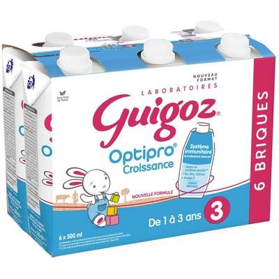 Guigoz Lait de Croissance 3ème âge Liquide Optipro Bébé Dès 12 mois, 6x50cl