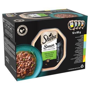 Sheba Barquettes en Sauce Collection Mixte 4 variétés pour chat, 12x85g