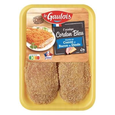 Le Gaulois Escalopes Cordon Bleu de Dinde garnies Comté et Bacon de Dinde, 2x120g