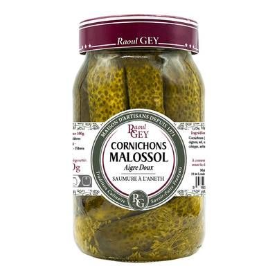 Raoul Gey Cornichons Malossol Aigre-Doux, 490g