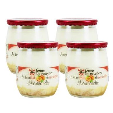 La Ferme Des Peupliers Yaourt Entier sur lit de Pêche, Lot de 4x125g