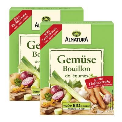 Alnatura Bouillon de légumes bio en cube, Lot de 2x66g