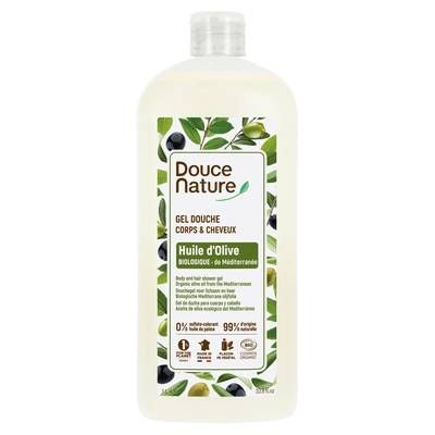Douce Nature Gel Douche Huile d'Olive Cosmébio Corps et cheveux, 1L