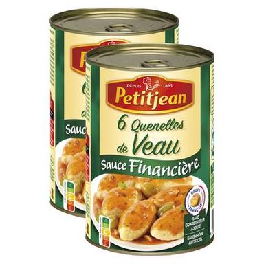 Petitjean 6 Quenelles de Veau Sauce Financière, Lot de 2x400g