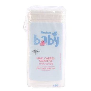 COSMIA BABY Maxi carrés coton sensitive 100% coton, 80 cotons