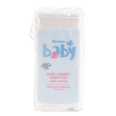 COSMIA BABY Maxi carrés coton sensitive 100% coton, 80 cotons