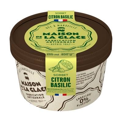 Maison de la Glace Glace artisanale Sorbet Citron Basilic, 400g