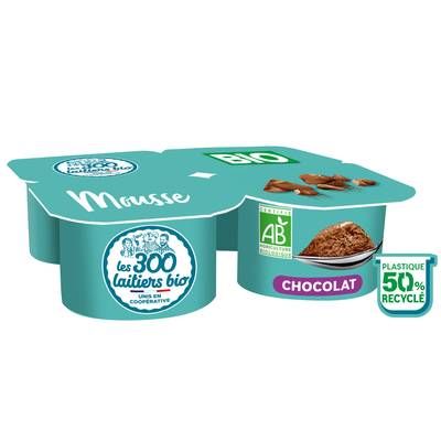 Les 300 laitiers bio Mousse au Chocolat Bio, 4x75g