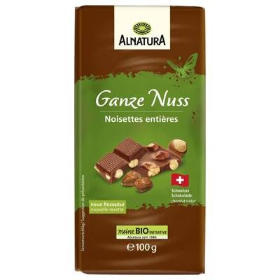 Alnatura Chocolat au Lait et Noisettes Entières Bio, 100g