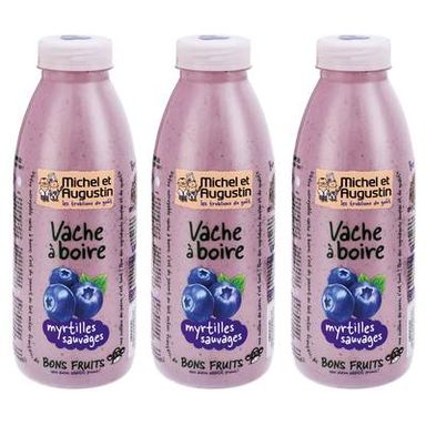 Michel et Augustin Yaourt à boire myrtille cassis, Lot de 3x500ml