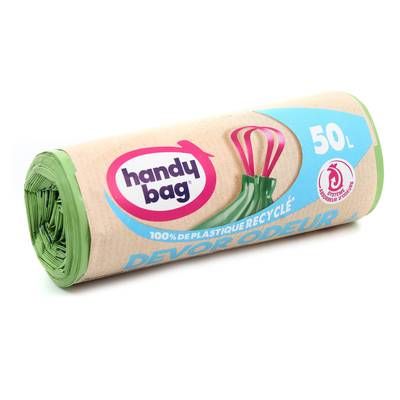 Handy Bag Sac poubelle 50 L à lien pratique Dévor Odeur, 8 sacs de 50L