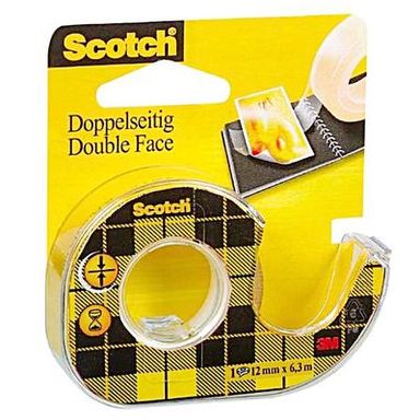 Scotch Dévidoir avec ruban adhésif double face, Dimensions  6,3 m x 12 mm