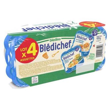 Blédina - Blédi'chef Purée onctueuse Epinards Saumon du Pacifique / Petite Ratatouille / Duo de Poissons Assiette Bébé Dès 12 mois, 4x230g