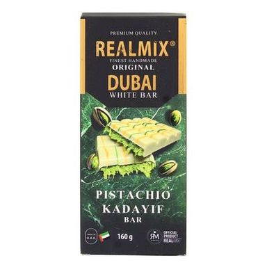 Realmix Tablette Chocolat blanc de Dubai fourré pistache et cheveux d'ange, 160g