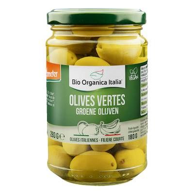 Bio Organica Italia Olive verte entière bio au naturel Demeter, 280g