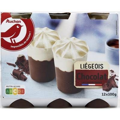 Auchan Liégeois au chocolat, 12x100g