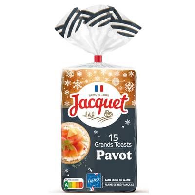 Jacquet Grands Toasts Saumon pavot, 410g, 15 tranches