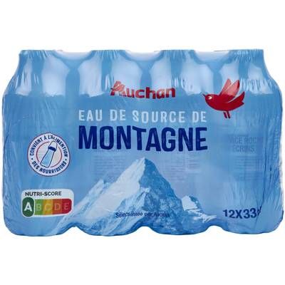 Auchan Eau de source de montagne, 12x33cl