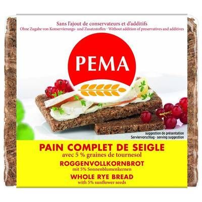 Pema Pain complet de seigle avec graines de tournesol, 500g