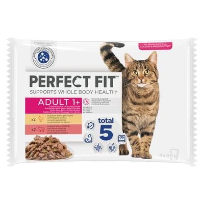 Perfect Fit Sachets en sauce Poulet et Boeuf pour chat adulte stérilisé, 4x85g