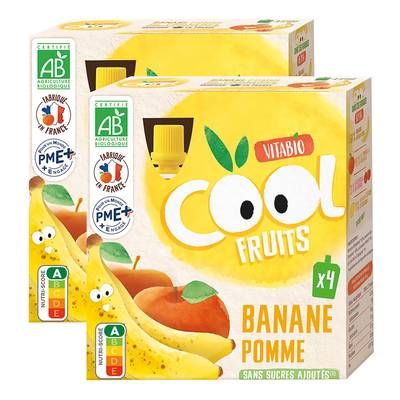 Vitabio - Cool Fruits Gourdes Banane, Pomme, Acerola BIO - Purée de Fruits, Lot de 2 - 4x90g
