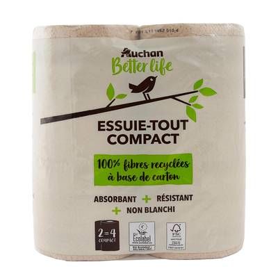 Auchan Better Life Essuie-tout compact, 2 rouleaux