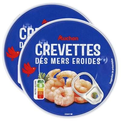 Auchan Crevettes des mers froides, Lot de 2x90g