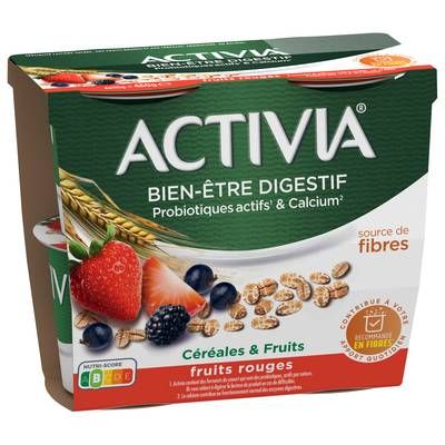 Activia Yaourts Céréales et Fruits Rouges, 4x115g