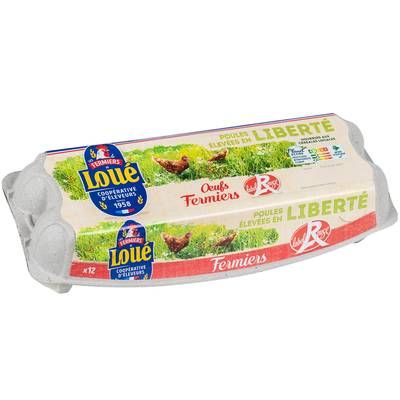 Loué Oeufs fermiers Label Rouge plein air, calibre moyen, 12 oeufs