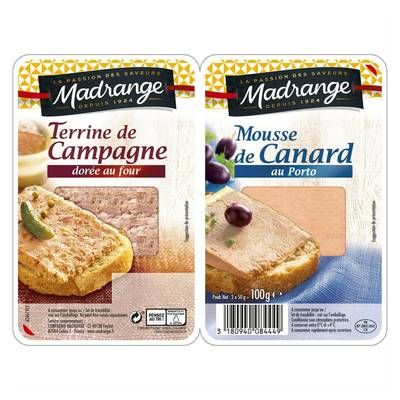 Madrange Duo Terrine campagne et Mousse de canard, 100g