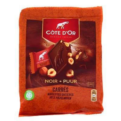 Côte d'Or Carré Noir noisettes, 200g