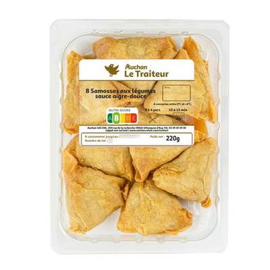 Auchan Le Traiteur Samossa aux Légumes Sauce Aigre Douce, 8 pièces - 200g