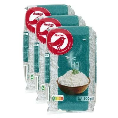 Auchan Riz thaï, Lot de 3x500g
