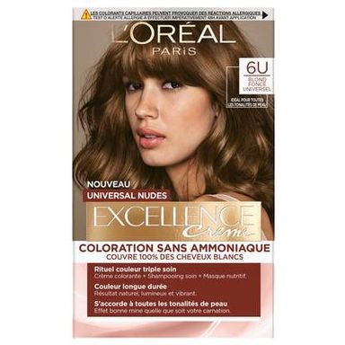 L'Oréal Paris Excellence crème Coloration Cheveux Universal Nudes 6 Blond Foncé, 216g