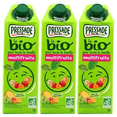 Pressade Nectar multifruits bio, Lot de 3x1,5L