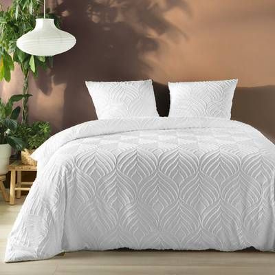 Douceur D Interieur Parure microfibre unie Blanc, 260 x 240 cm