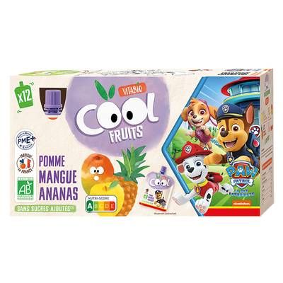 Vitabio - Cool Fruits Pommes Mangue Ananas Acérola Bio - Purée de Fruits, 12 gourdes de 90g