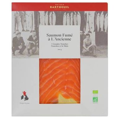 J.BARTHOUIL Saumon Fumé Bio à l'Ancienne Écosse, 4 tranches - 200g