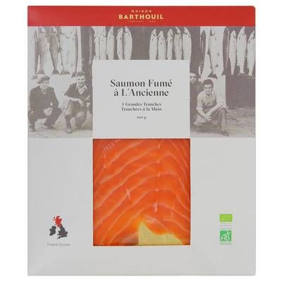J.BARTHOUIL Saumon Fumé Bio à l'Ancienne Écosse, 4 tranches - 200g