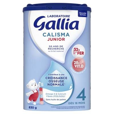 Laboratoire Gallia Lait de Croissance Calisma Junior 4ème âge en Poudre Bébé Dès 18 Mois, 830g