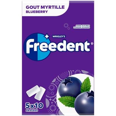 Freedent Myrtille, 5 x 10 chewing gums