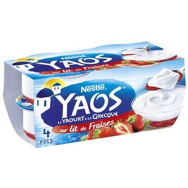 Yaos Yaourt à la Grecque sur lit de fraise, 4x125g