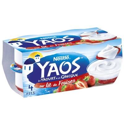 Yaos Yaourt à la Grecque sur lit de fraise, 4x125g