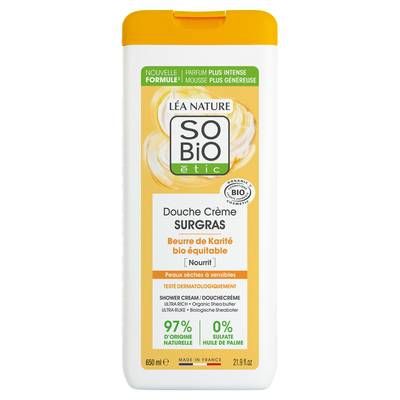 SO'BIO ETIC Crème de douche surgras, au beurre de Karité bio, 650ml