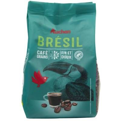 Auchan Café en grain du Brésil intensité 6, 500g