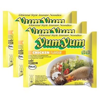 Yum Yum Soupe Nouilles Instantanées Saveur Poulet en sachet, Lot de 3x60g